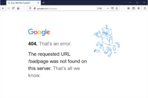 google 404 error example page