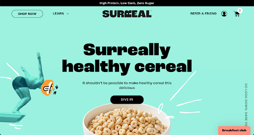 surreal cereal website design